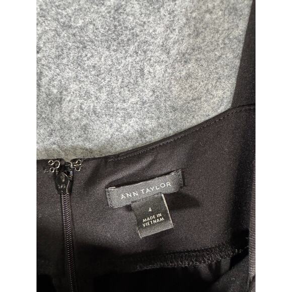 Ann‎ Taylor Dress 4 Ruffle Sleeve Midi Black Stretch Midi Summer Mature - Picture 2 of 7